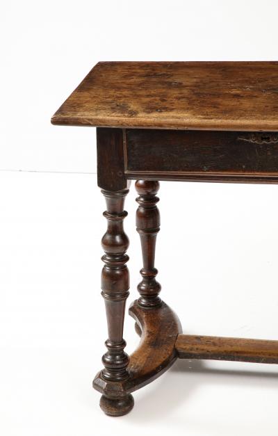 18th C French Walnut Table with Beautifully Executed Stretcher and Patina