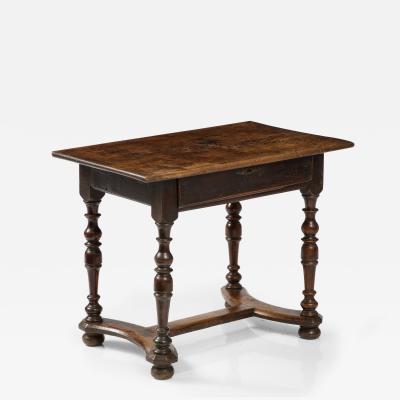 18th C French Walnut Table with Beautifully Executed Stretcher and Patina