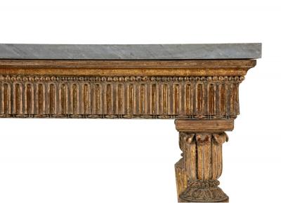 18th C Italian Neoclassical Gilt Wood Console with a Gray Marble top