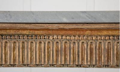 18th C Italian Neoclassical Gilt Wood Console with a Gray Marble top