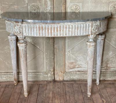 18th C Louis XVI Demilune Console Table