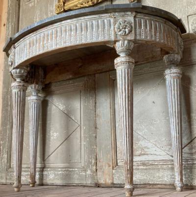 18th C Louis XVI Demilune Console Table