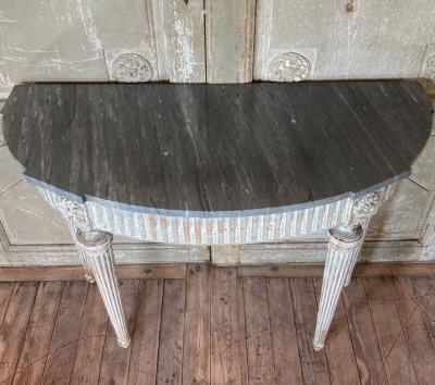 18th C Louis XVI Demilune Console Table