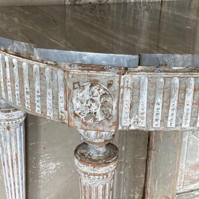 18th C Louis XVI Demilune Console Table