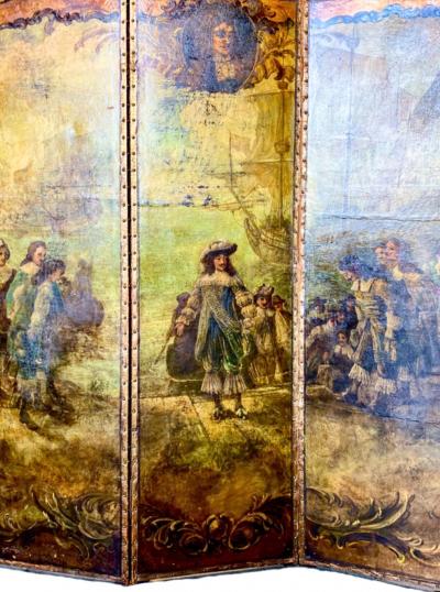 18th C Paravento oil painting