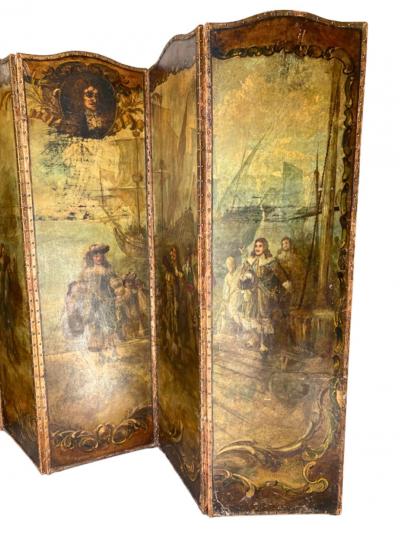 18th C Paravento oil painting