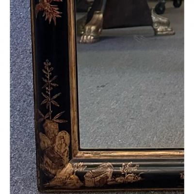 18th C Style Burton Ching Charles II Black Chinoiserie Regency Mirror
