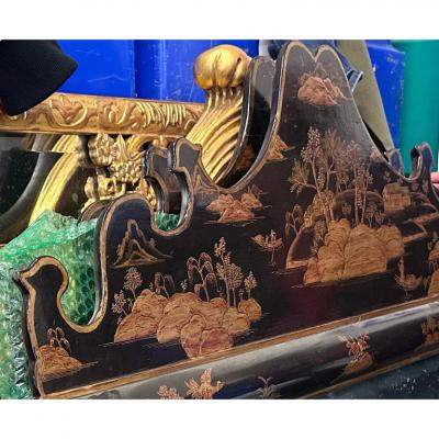 18th C Style Burton Ching Charles II Black Chinoiserie Regency Mirror