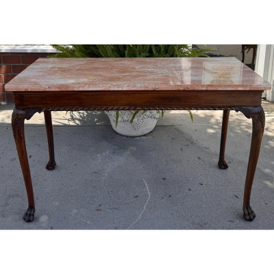 18th C Style Burton Ching Regency Style Marble Top Console Table