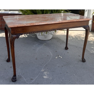 18th C Style Burton Ching Regency Style Marble Top Console Table