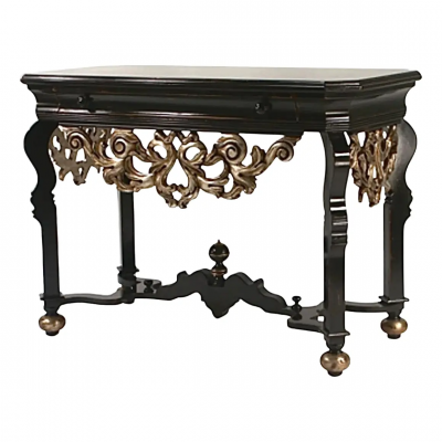 18th C Style Flemish Giltwood Ebony Console Table