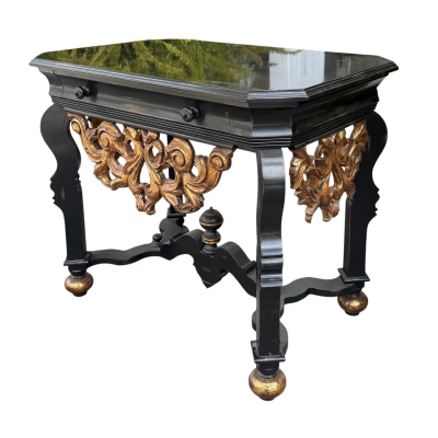 18th C Style Flemish Giltwood Ebony Console Table