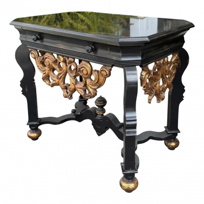 18th C Style Flemish Giltwood Ebony Console Table