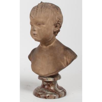 18th C Style French Terracotta Bust of a Boy by Jean Antoine Houdon 1741 1828