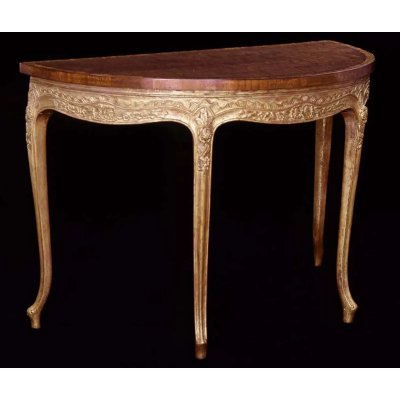 18th C Style Georgian Mahogany Giltwood Demilune Console Table