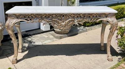 18th C Style Giltwood Calcutta Marble Console Table