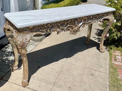 18th C Style Giltwood Calcutta Marble Console Table
