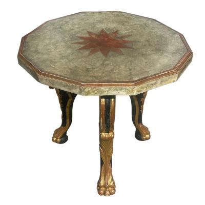 18th C Style Hendrix Allardyce Italian Baroque Polychrome Giltwood Side Table