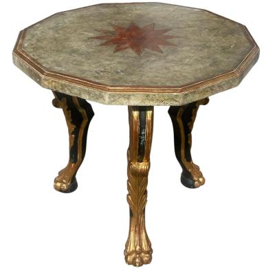 18th C Style Hendrix Allardyce Italian Baroque Polychrome Giltwood Side Table