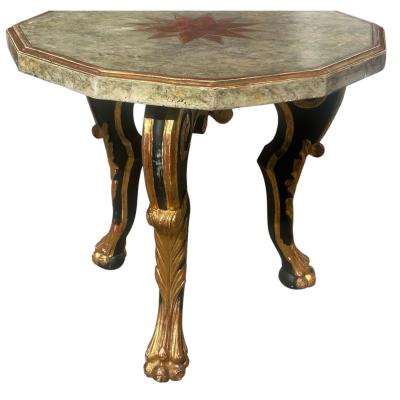 18th C Style Hendrix Allardyce Italian Baroque Polychrome Giltwood Side Table