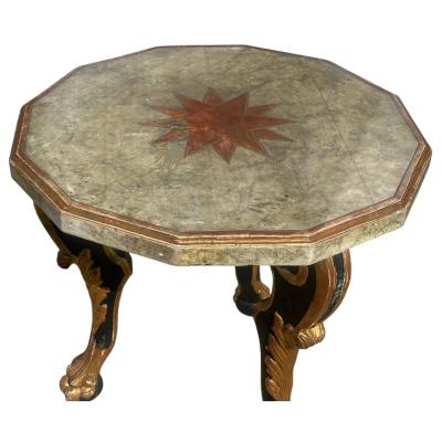 18th C Style Hendrix Allardyce Italian Baroque Polychrome Giltwood Side Table