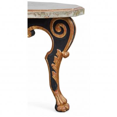 18th C Style Hendrix Allardyce Italian Baroque Polychrome Giltwood Side Table
