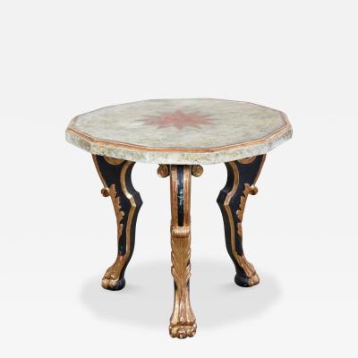 18th C Style Hendrix Allardyce Italian Baroque Polychrome Giltwood Side Table