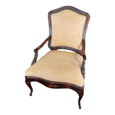 18th C Style Italian Mahogany Fauteuil Arm Chair