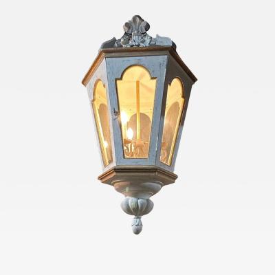 18th C Style Italian Painted and Giltwood Six Sided Lantern Chandelier