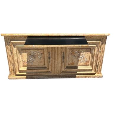 18th C Style Paint Decorated French Country Showcase China Display Cabinet