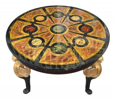 18th C Style Thomas W Morgan Trompe lOeil Center Table W Giltwood Eagles