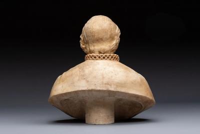 18th C Vanitas Memento Mori Bust carved in marble Italy