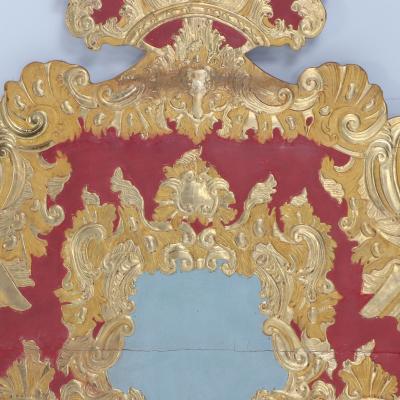 18th C gilt and painted queen headboard