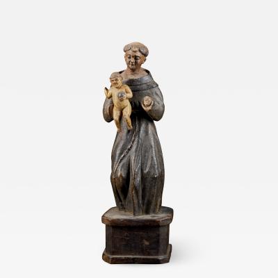 18th C probably southern Europe Saint Wooden Sculpture of Saint Anthony