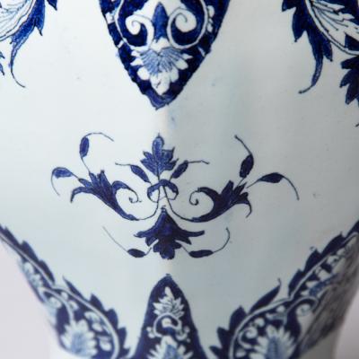 18th CENTURY ROUEN OCTAGONAL BALUSTER VASE