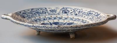 18th CENTURY SPANISH OR PORTUGUESE FAIENCE TWO HANDLED COLANDER