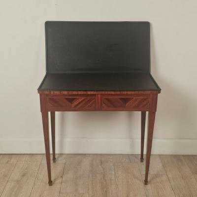 18th Cent Swedish Parquetry Inlaid Game Table Desk Neoclassical Louis XVI