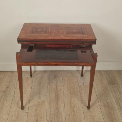 18th Cent Swedish Parquetry Inlaid Game Table Desk Neoclassical Louis XVI