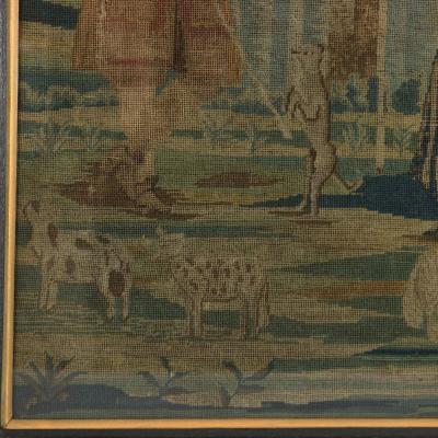 18th Century 1732 Petit Point Embroidery Picture of Lady Gent