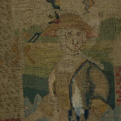 18th Century 1732 Petit Point Embroidery Picture of Lady Gent