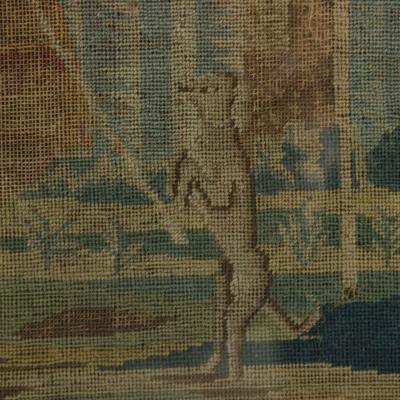 18th Century 1732 Petit Point Embroidery Picture of Lady Gent