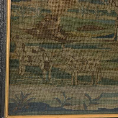 18th Century 1732 Petit Point Embroidery Picture of Lady Gent