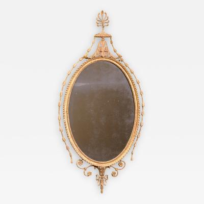 18th Century Adams Period Oval Giltwood Mirror