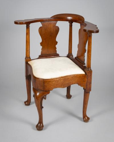 18th Century American Pennsylvania Walnut Corner Armchair