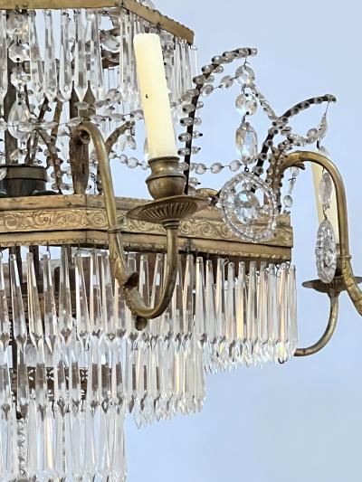 18th Century Austrian Neoclassical Gilt bronze and Crystal Six arm Chandelier