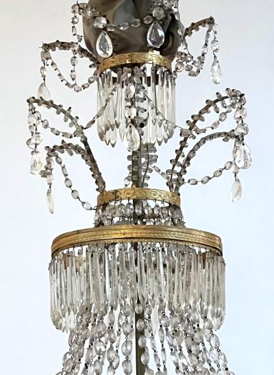 18th Century Austrian Neoclassical Gilt bronze and Crystal Six arm Chandelier