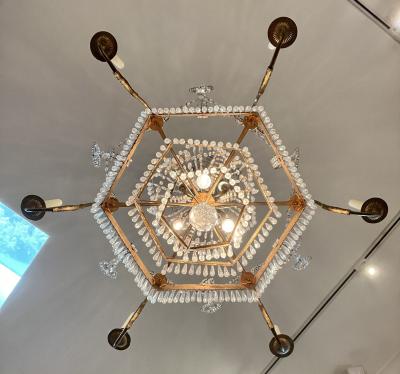 18th Century Austrian Neoclassical Gilt bronze and Crystal Six arm Chandelier