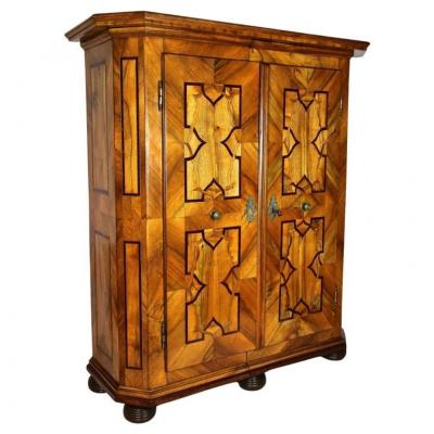 18th Century Baroque Cabinet With Inlay Works Nutwood Plum Oak AT ca 1780
