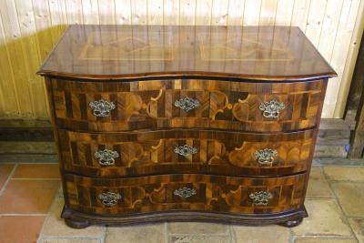 18th Century Baroque Chest Of Drawers With Marquetry Works Austria circa 1770