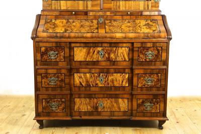 18th Century Baroque Secretaire Writing Cabinet Nutwood Germany ca 1770